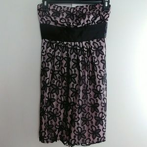 Johnny Martin Lace Floral Strapless Dress